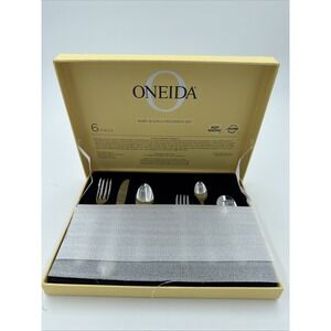 Oneida CHATEAU 18/10 SS 6 Piece Baby Infant Flatware Set NEW Baby Gift Boxed NIB